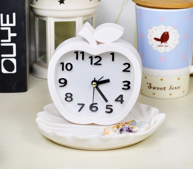 New Cute Apple Candy Color Creative Alarm Clock For Kids Students Gift Birthday Home Decoration Ornament