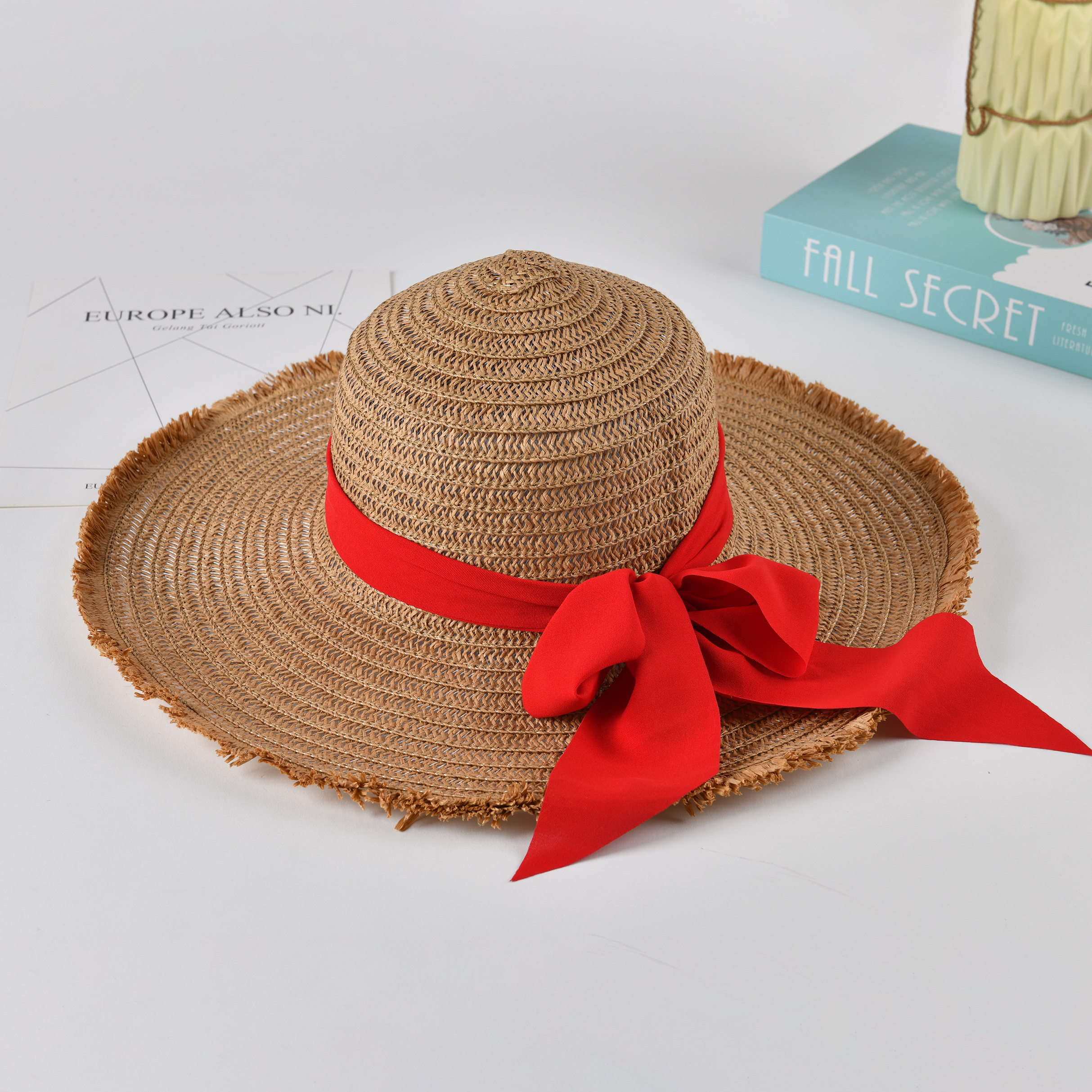 Оптовая продажа, женская летняя пляжная соломенная шляпа sombrero с бабочками на заказ