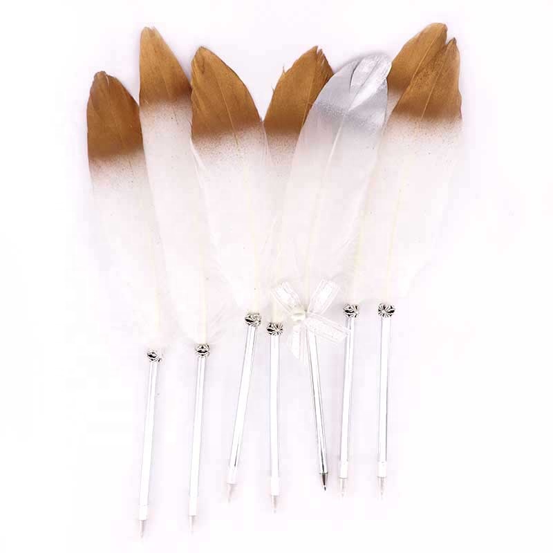 Amazon top seller hot selling Calligraphy Quill Pen Colorful Feather Ballpoint Pen most popular feather pen