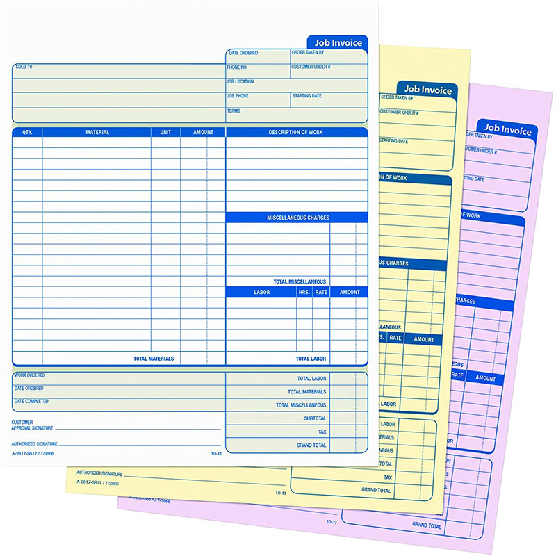 Customized Triplicate Form CNR Paper Cash Receipt Book Contractor Invoice