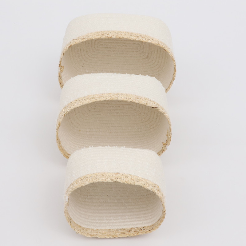 Small three piece multifunctional storage cotton rope woven basket for decoration of dining table bedroom and dressing room