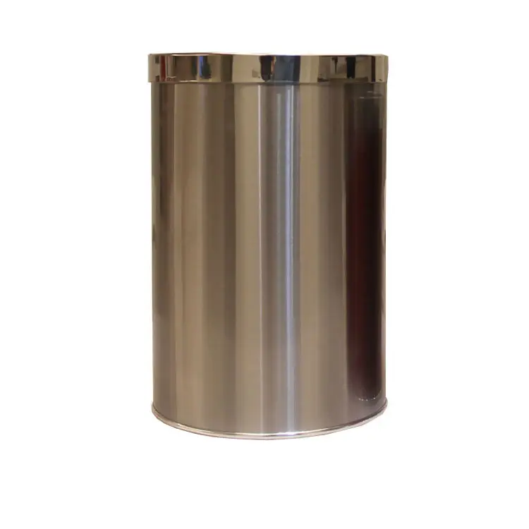 Open Top Rolling Cover Type Round Design Stainless Steel Waste Bin Trash Can