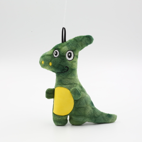 Dinosaur shaped squeaky plush stuffed multi printed Corythosaurus dog sound toy