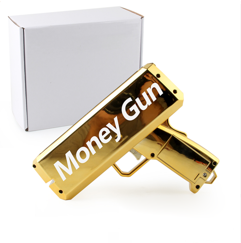 Custom Logo Toy Cash Cannon Money Spray Gun Shooter Make it Rain with Prop Banknotes for Weddings Party Games Birthdays