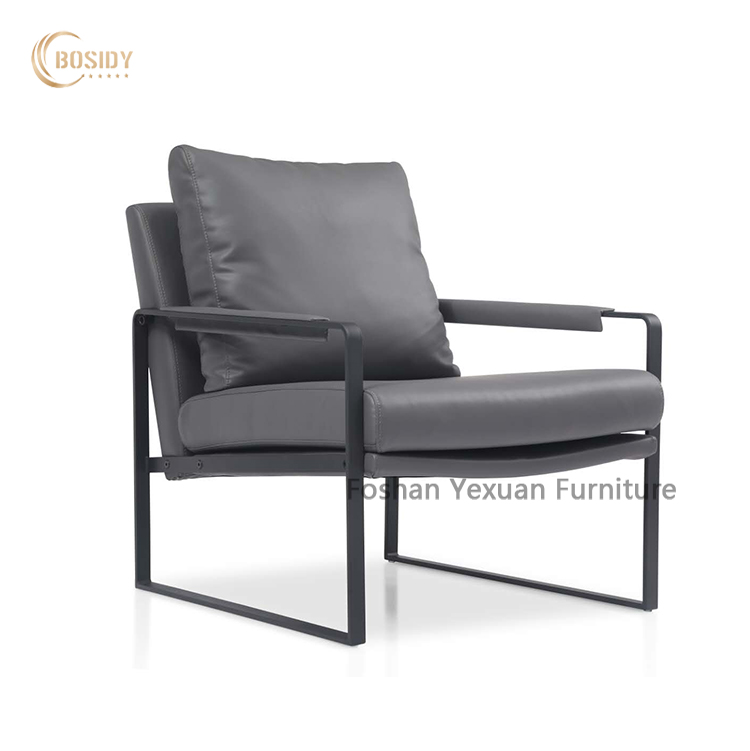 Single sofa for hotel bedroom simple design PU leather upholstered sofa hotel furniture