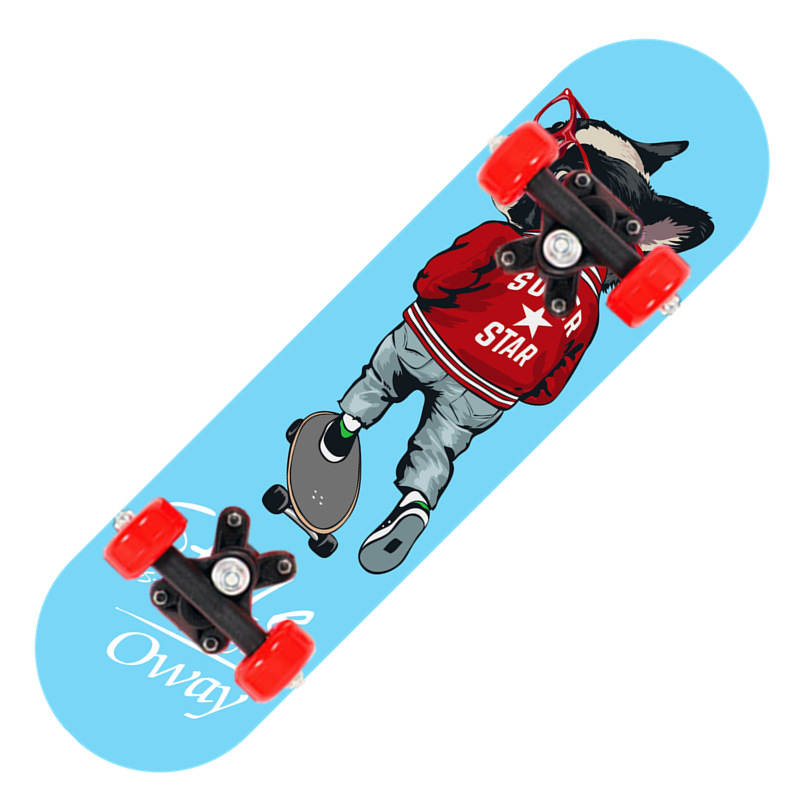 Four-wheeled skateboard two-sided children cartoon Maple skateboard suit for beginners boys and girls