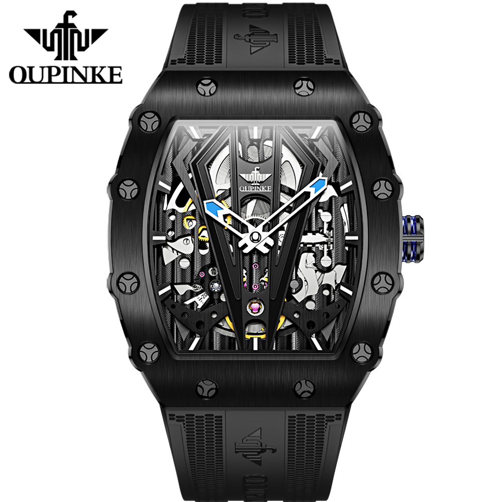 Oupinke 3179 Square Case Men Mechanical Watches Luxury Tourbillon Waterproof Mans Automatic Watch
