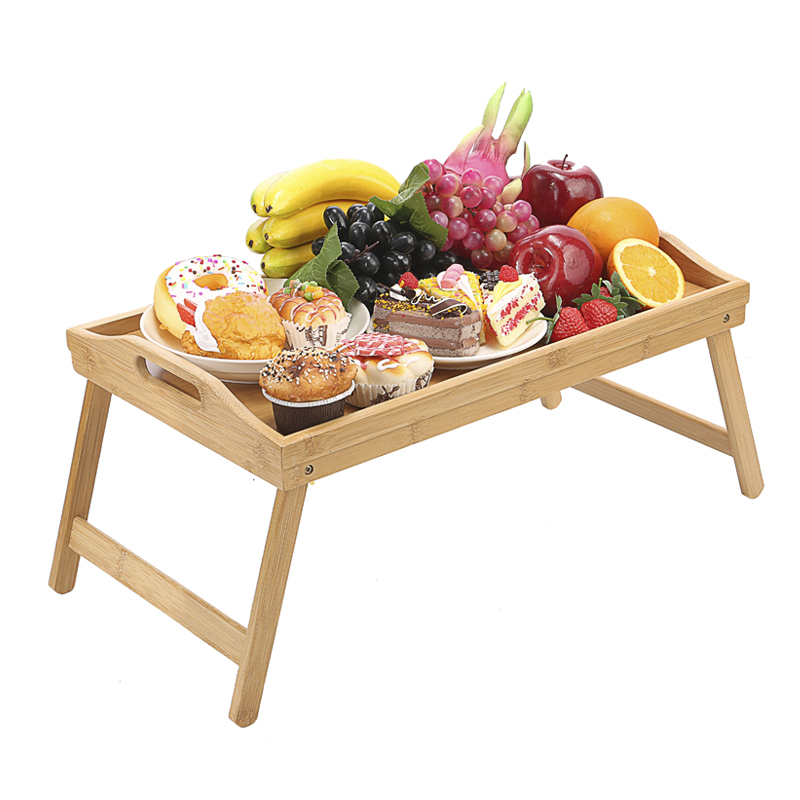 Foldable Wooden Bamboo Serving Tray Breakfast Laptop Desk Tea Serving Table for bed bamboo breakfast table