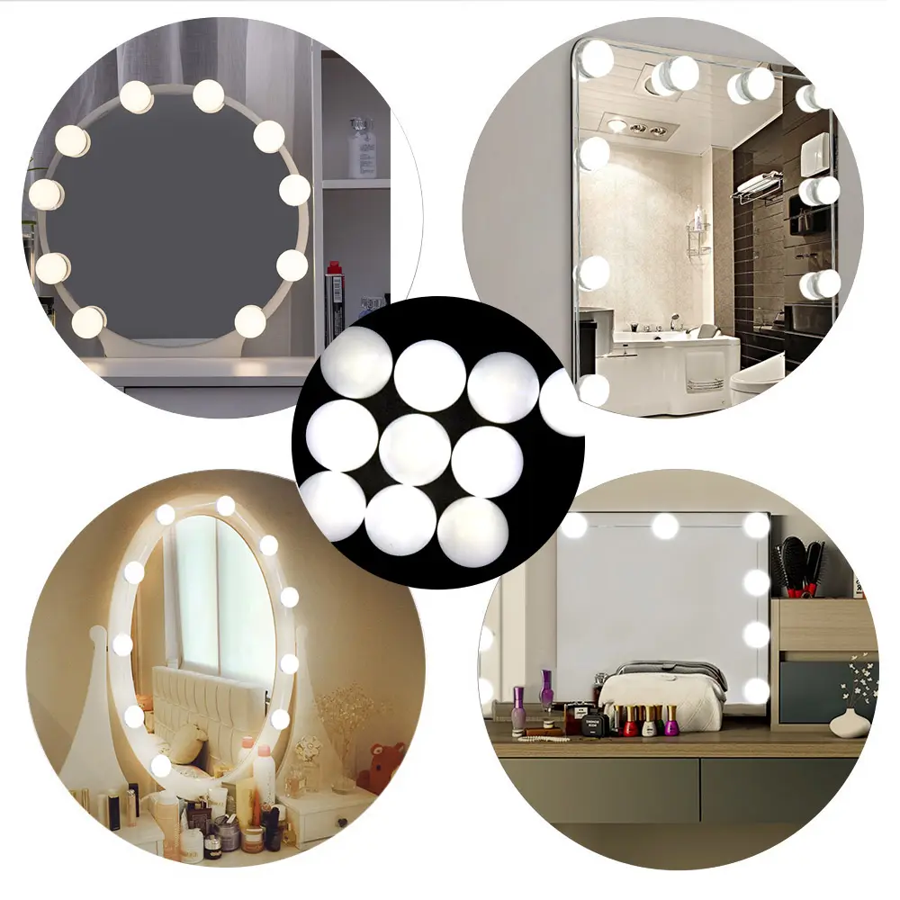 Hollywood Style New 10 Bulbs 5 Color Mirror Light Cosmetic Makeup Dressing Vanity Mirror Lights for Bathroom