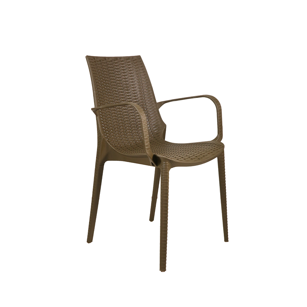Stacking outdoor dining table chairs rattan plastic woven cane chairs