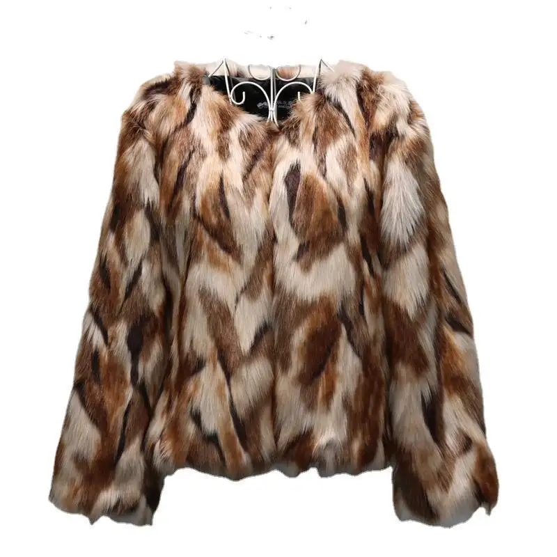 2021 Autumn And Winter Fashion Raccoon Fur Overcoat Leisure Slim Faux Fur Womens Coat