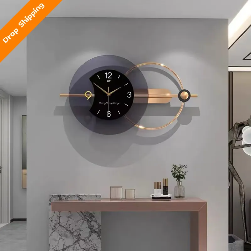 Elegant Clock Home Decor Pendulum Minimalist Mechanical Metal Acrylic Sun Shaped Art Wall Clocks