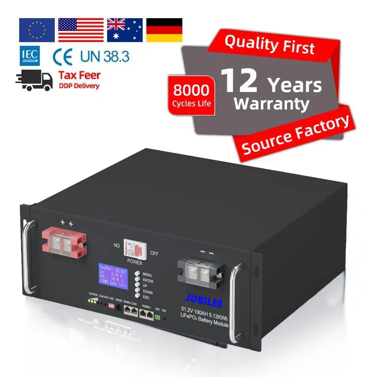 Solar System Rack Mounted LiFePO4 Battery Pack 24v 25.6v 100ah 200ah Lithium battery for home solar panel