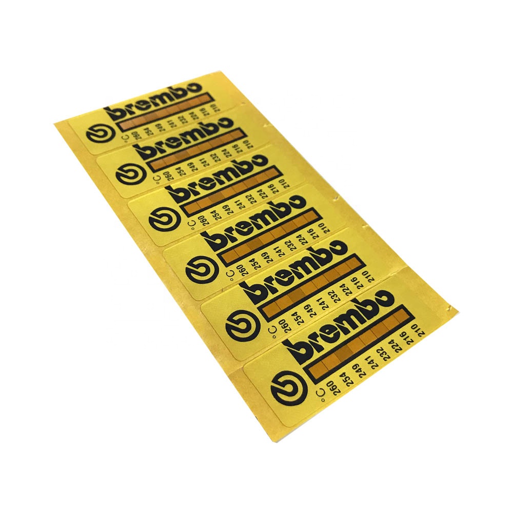 Custom temperature labels indicators yellow logo stickers for packaging warning label adhesive die cut sticker