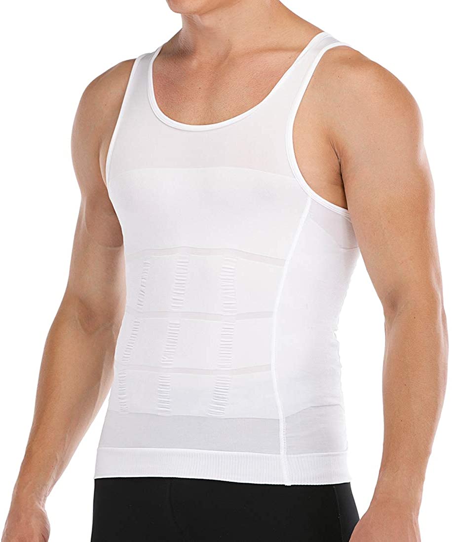 Mens Compression Body Shaper Workout Top Slimming Shapewear Shirt Abdomen Undershirts
