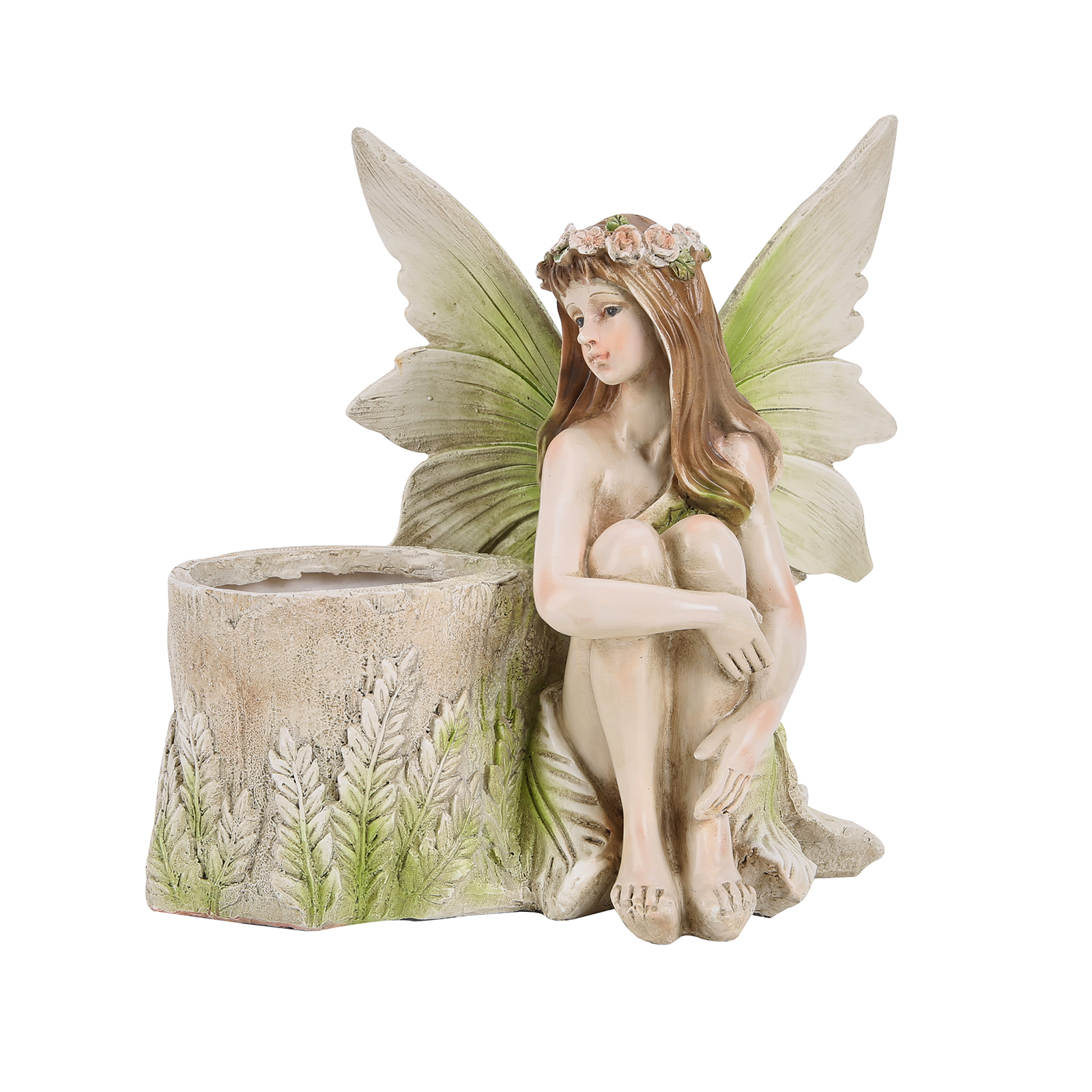 Fairy Girl Statue with Flower Pot Planter Fairy Garden Fairy Figurines Hand Painted Resin Figurines