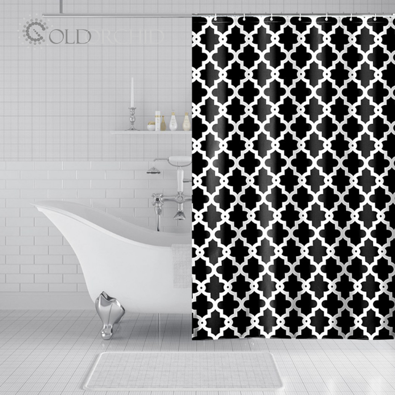 Hot sales customized size waterproof printed polyester shower curtain