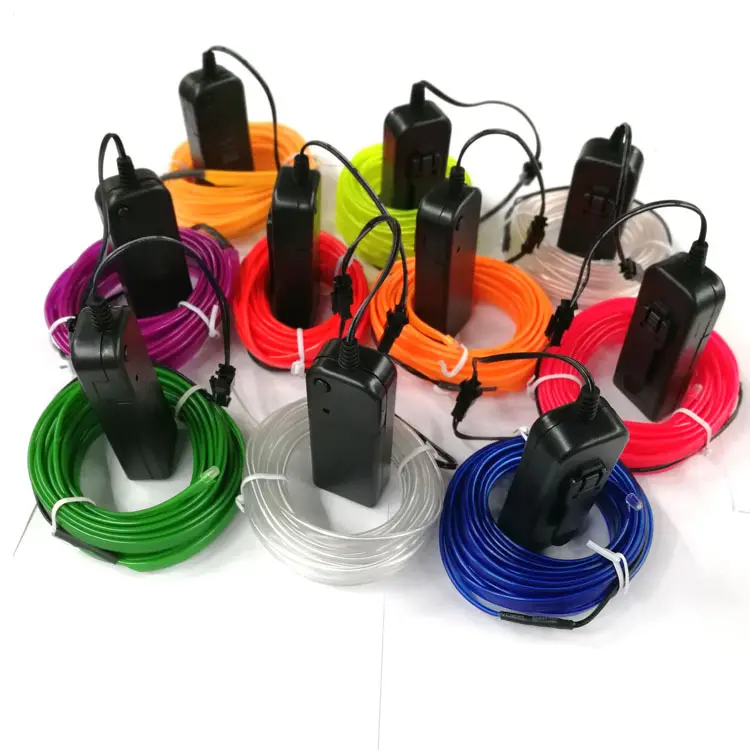3V Battery Flexible Neon Light Glow EL Wire Roll Rope Tape Cable Strip LED Neon Lights