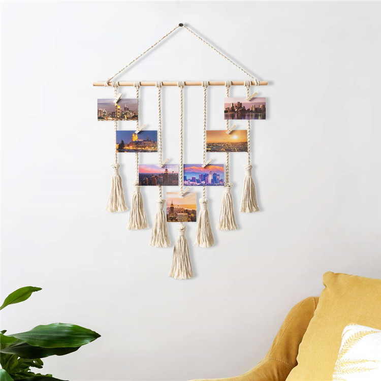 Bohemian Decor Wall Photo Display Macrame Wall Hanging
