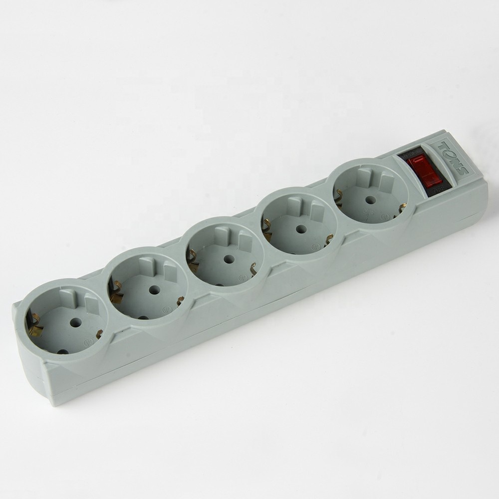 German CE RoHS 5 AC outlets TONS Extension Cord Surge Protector with Switch