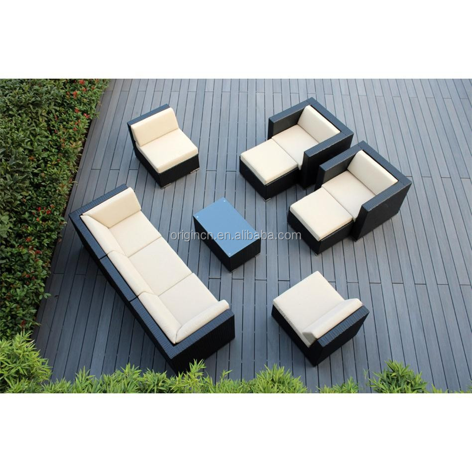 Handwoven american style outdoor rattan sofa modular patio wicker convertible furniture