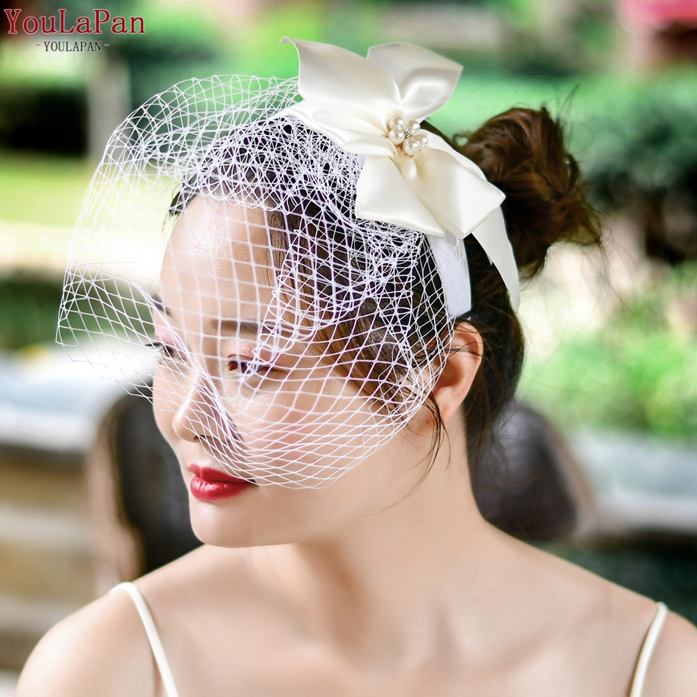 YouLaPan VA07 Fashion Party Ladies Face Accessories Handmade Headbands And Bows Bridal Wedding Fishnet Veil