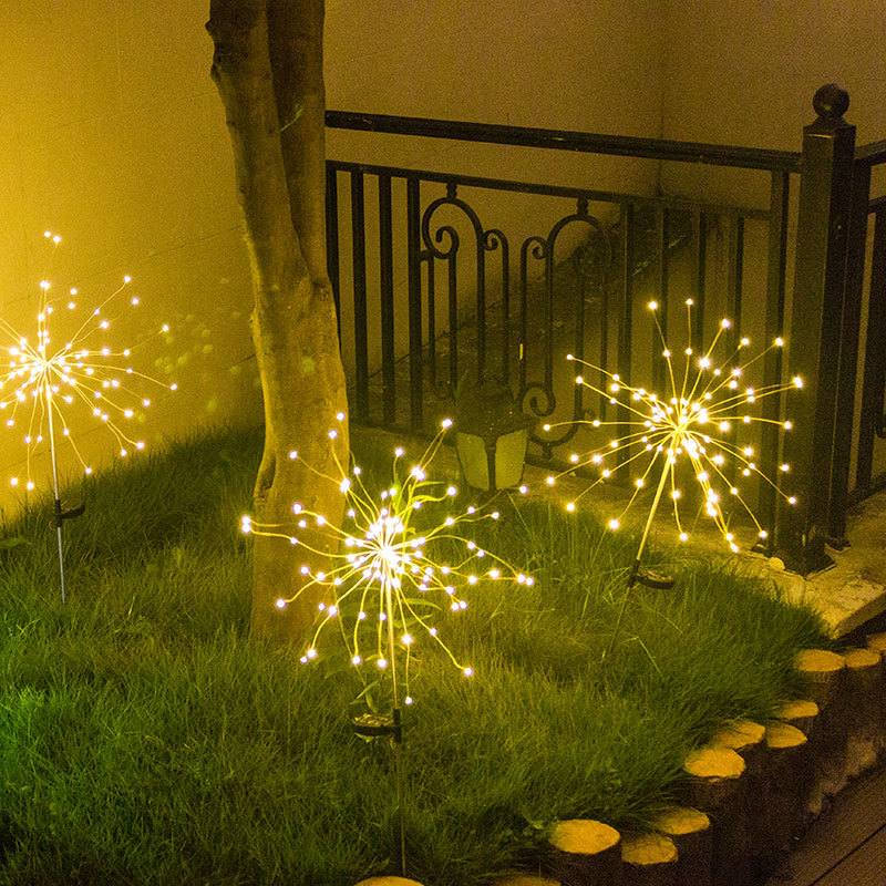 Solar Copper Wire Firework Light Dandelion Outdoor Waterproof Garden Decoration Lawn Light Light Control 1L LED IP68,IP67