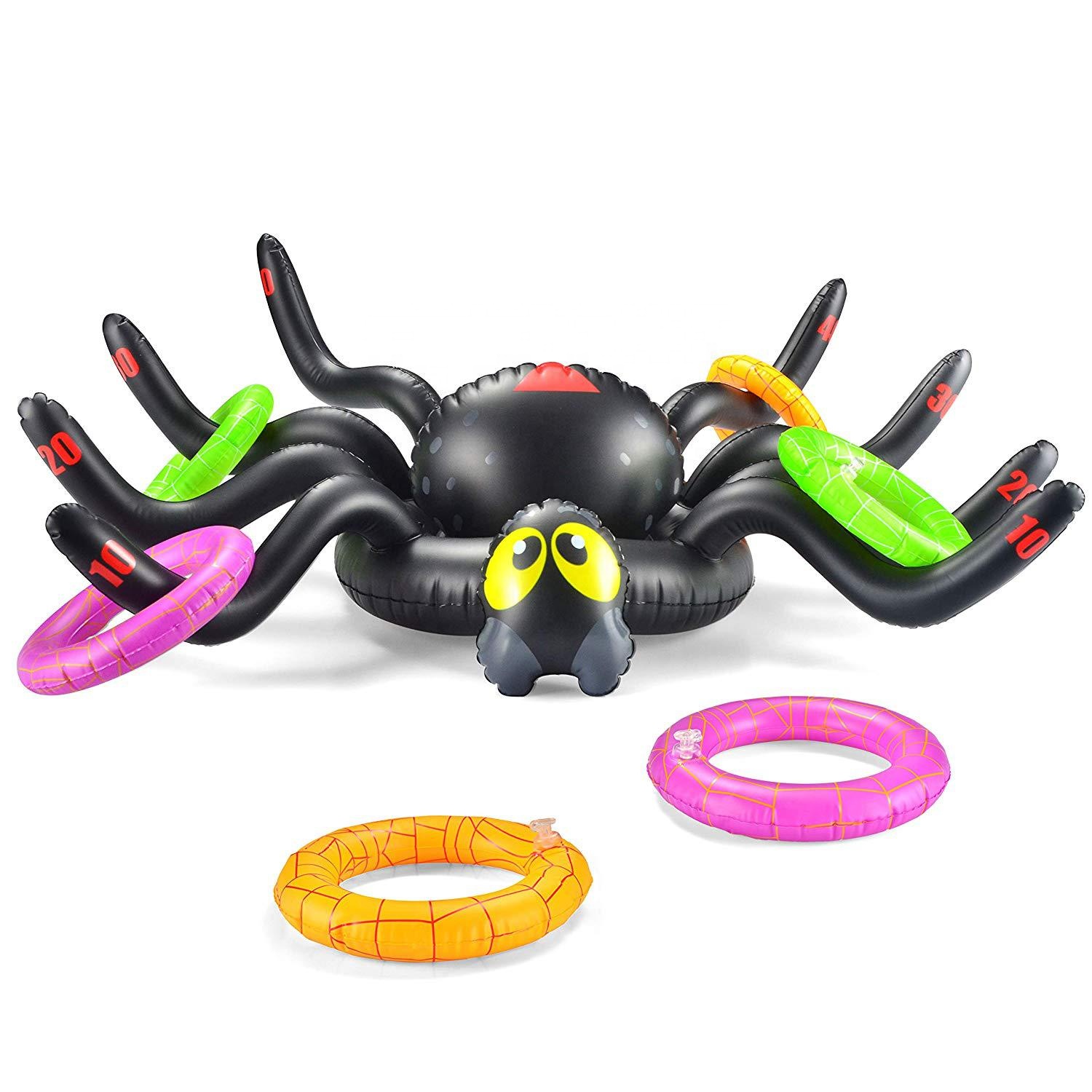Семейная Игрушка для дома и улицы, игрушка в виде животных, гигантский надувной паук, шляпа, кольцо, бросок, Хэллоуин, вечеринка и Рождественская игра