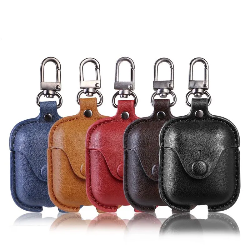 360 Full Protection for Airpods Case PU Leather Wireless Earphone Charging Case For Apple Airpods