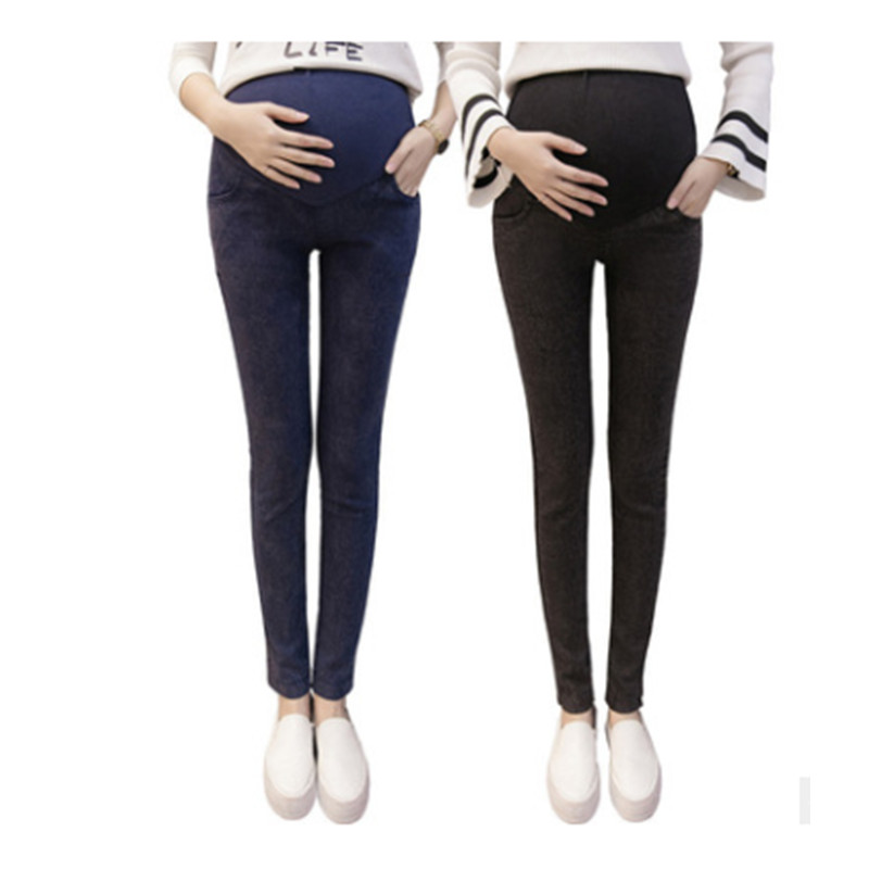 Pregnant Woman Clothes 2021 New Washed Black and Hot Blue Pregnant Woman Denim Pants Maternity Skinny Trousers
