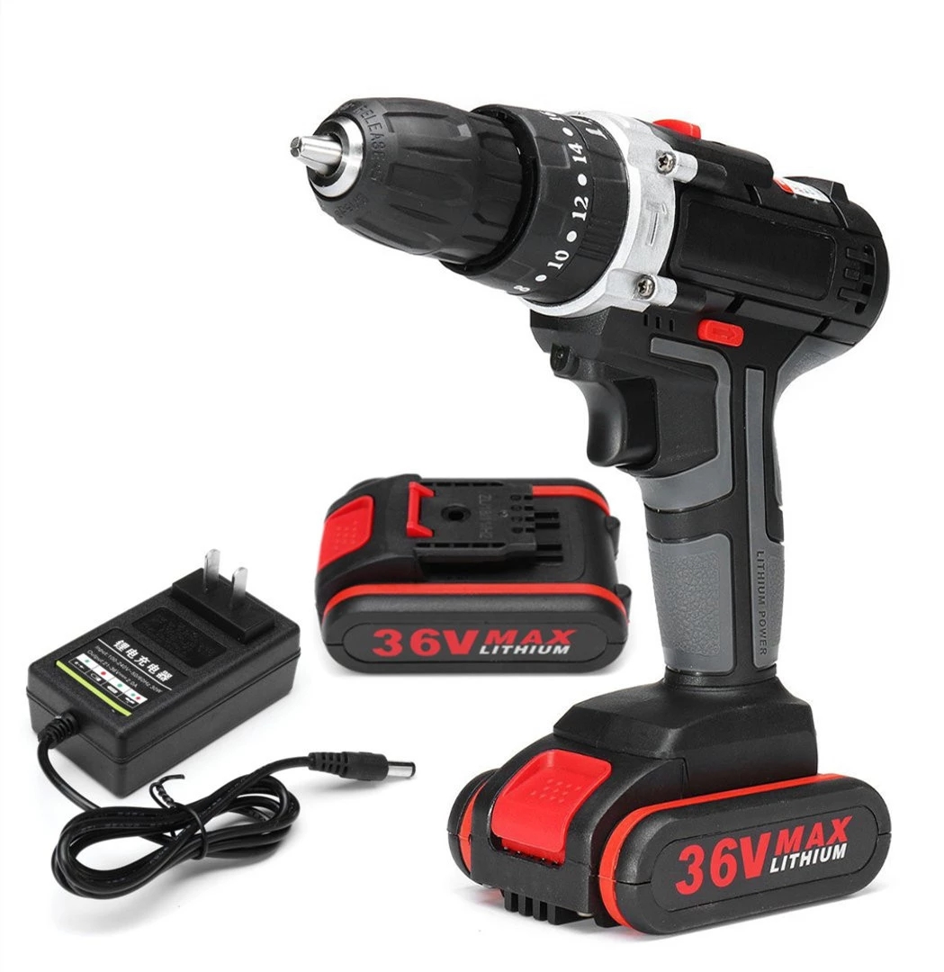 Quality Factory Custom Logo 36V Lithium-Ion Battery Electric Wireless Screwdriver Drill Impact Drill Cordless Drilling