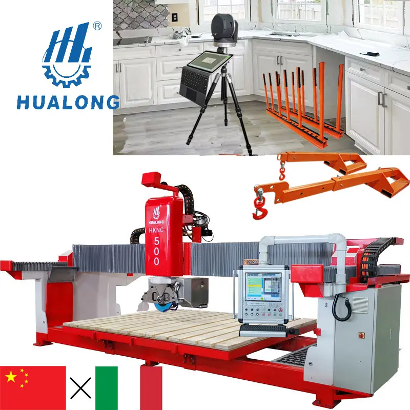 Italian system stone machinery automatic multifunction 5 axis cnc router Bridge Saw Marble Stone Cutting Machine with milling