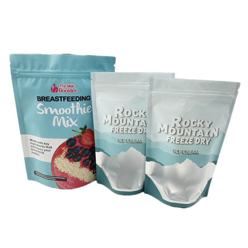 Custom Printed Stand Up Pouch Cashew Nut Oat Cereal Ice Cream Breastfeeding Mylar Bags for Food Packaging with Clear Window