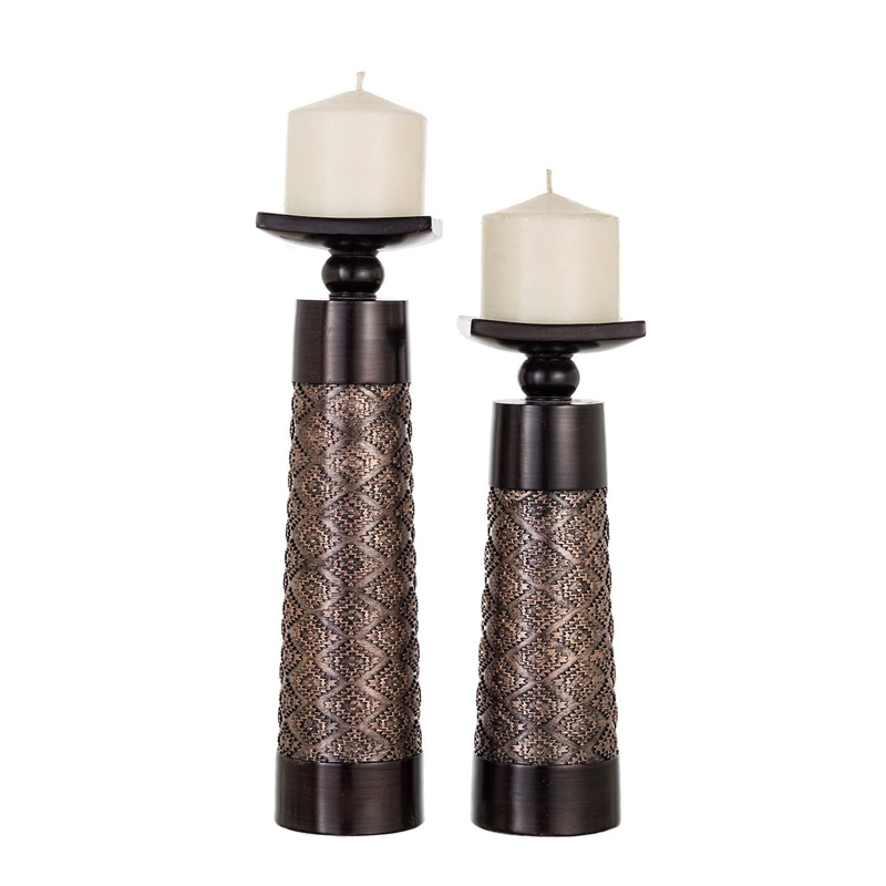 Decorative Candle Holder Set - Home Decor Pillar Candle Stand, Coffee Table Mantle Decor Centerpieces