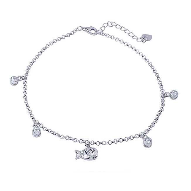Fashion 925 Sterling Silver Plated Simulated Diamond Butterfly anklet