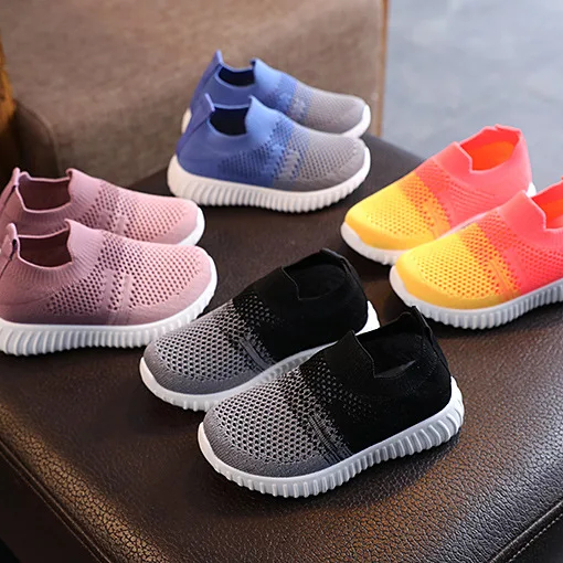 Conyson Kids Shoes Multicolor Knitted Toddler Baby Sneakers Casual Slip On Sneakers Children Shoes Kid Girls Boys Sports Shoes