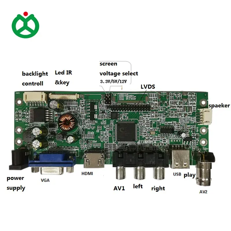 CVBS AV VGA USB HD+MI BNC LVDS lcd screen panel module controller board monitor LCD board wide power supply 9~32V