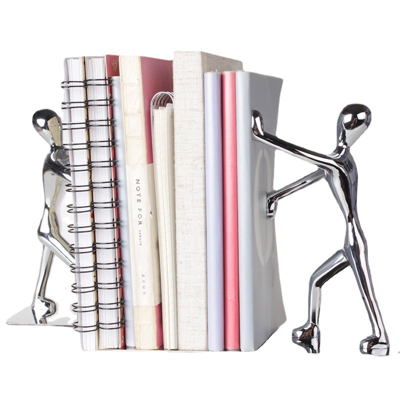 Metal bookend creative stainless steel in the shape of metal tiny person bookend