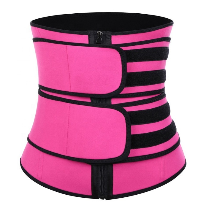 Body Shaper Shapewear Double Compression Trimmers Latex Cincher Slimming Belts Tummy Trimmer Waist Trainer Pink