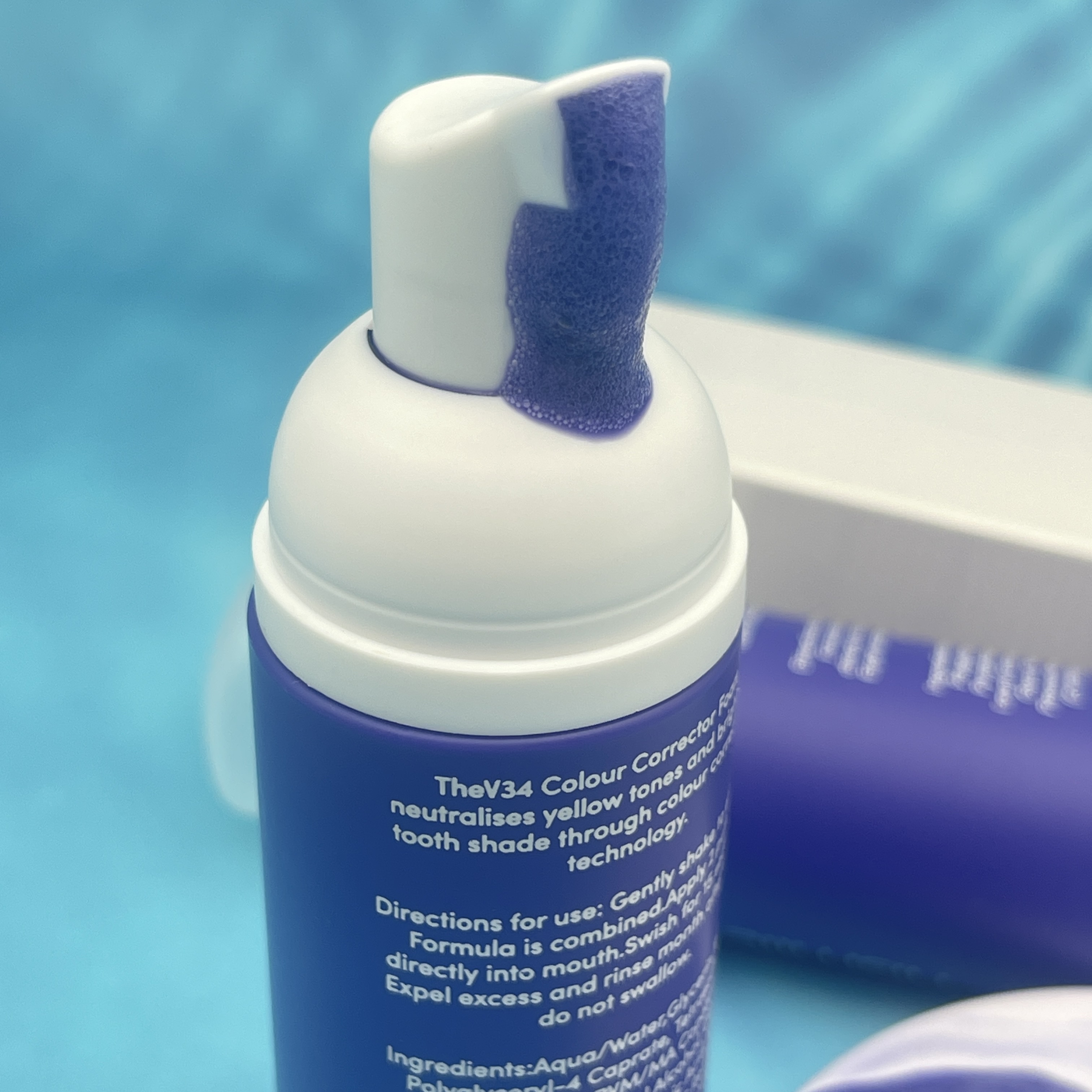 Hot Sale 45ml 1.5fl oz V34 Purple Teeth Whitening Mousse Mint-flavored Colour Corrector for Home Use with Custom Logo
