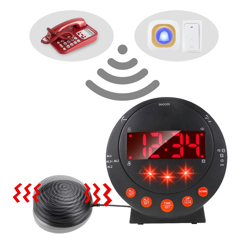 Multi-functional Electronic Vibrating Alarm Clock with Extra loud Alert Shaker for the Elderly Deaf and Dumb