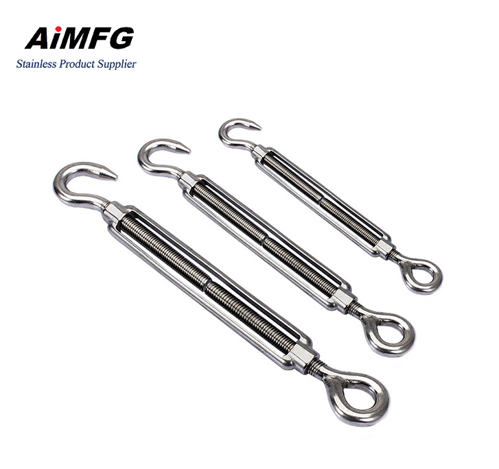 Din1480/1479 Marine Turnbuckle Stainless Steel Wire Rope Tension M12 20mm Turnbuckle Wire Rope Cable Turnbuckle