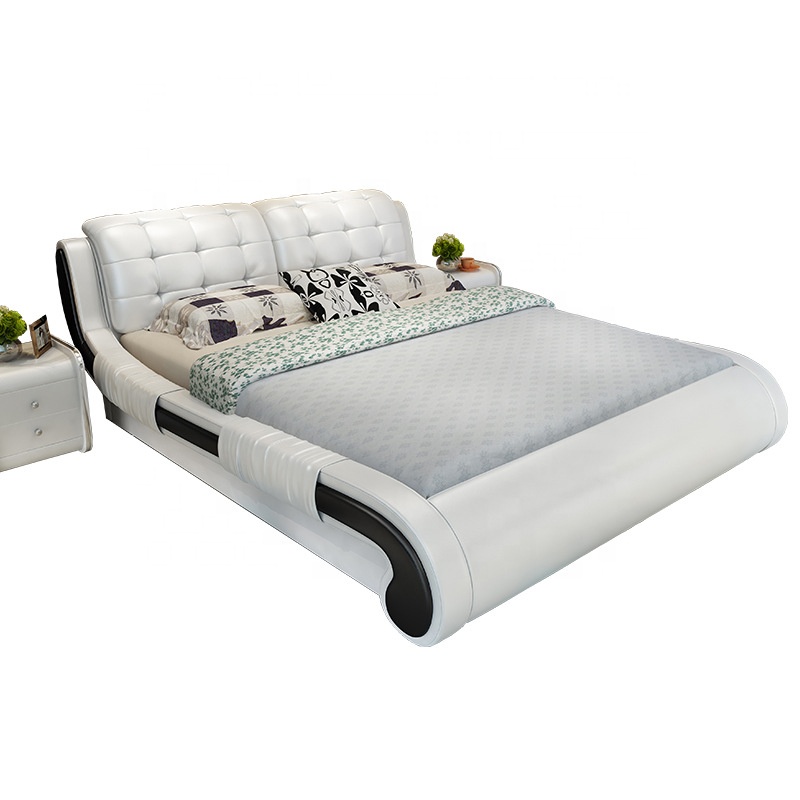 Super Quality Fancy Leather Soft Bed For House Dormitory White Customized Style Modern Hotel Furniture Bedroom Beds