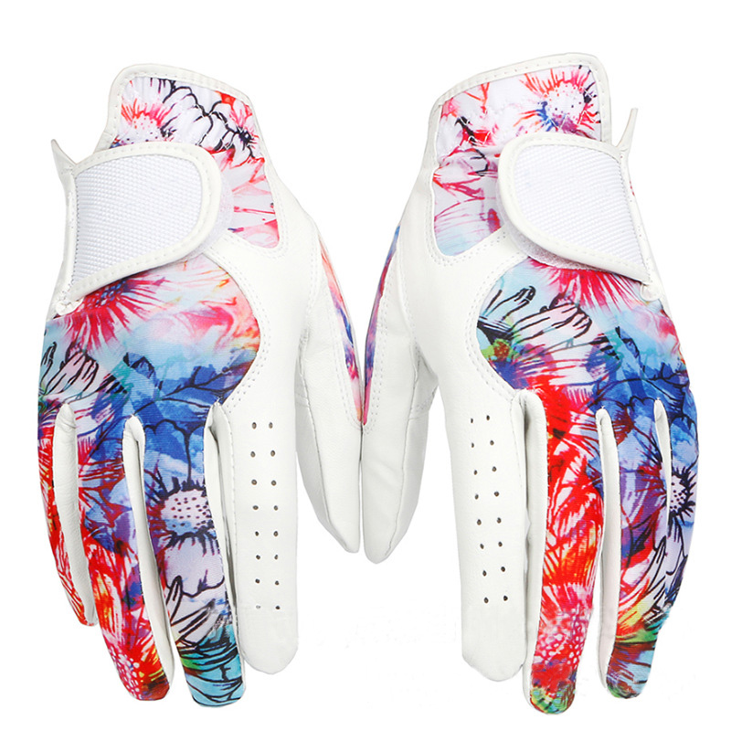 Colorful women golf hand protective with sheepskin material for hand golf wearing with high flexibility and non-slip