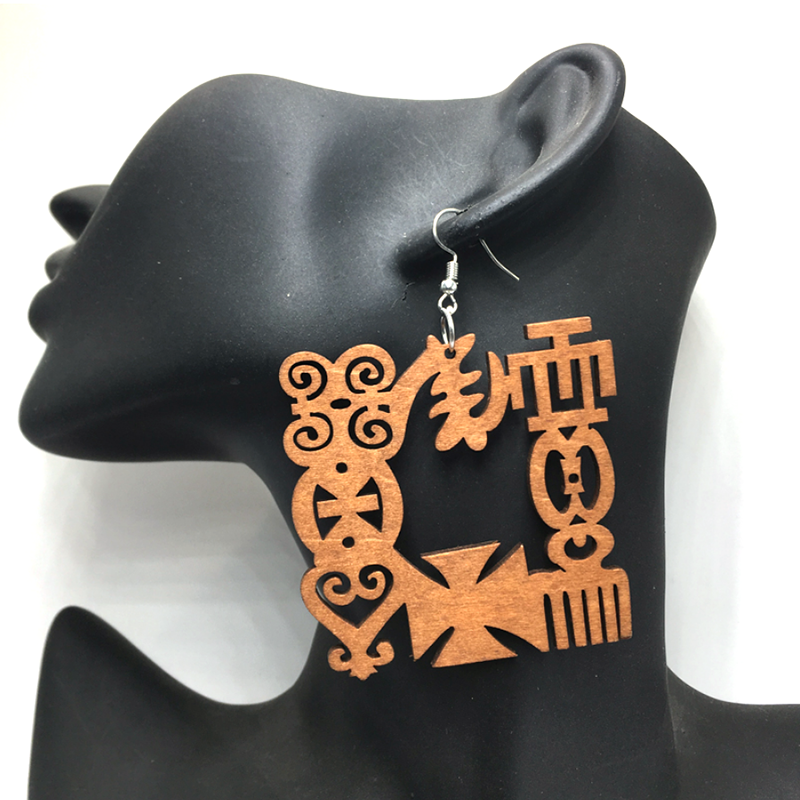Оптовая цена Adinkra деревянные серьги