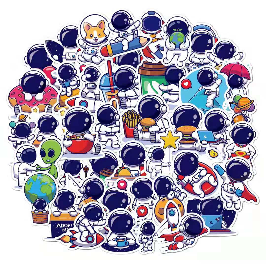 50 pcs cute Space Astronaut Spaceman stickers Laptop vinyl sticker for Water Bottle luggage, Skateboard NASA Stickers
