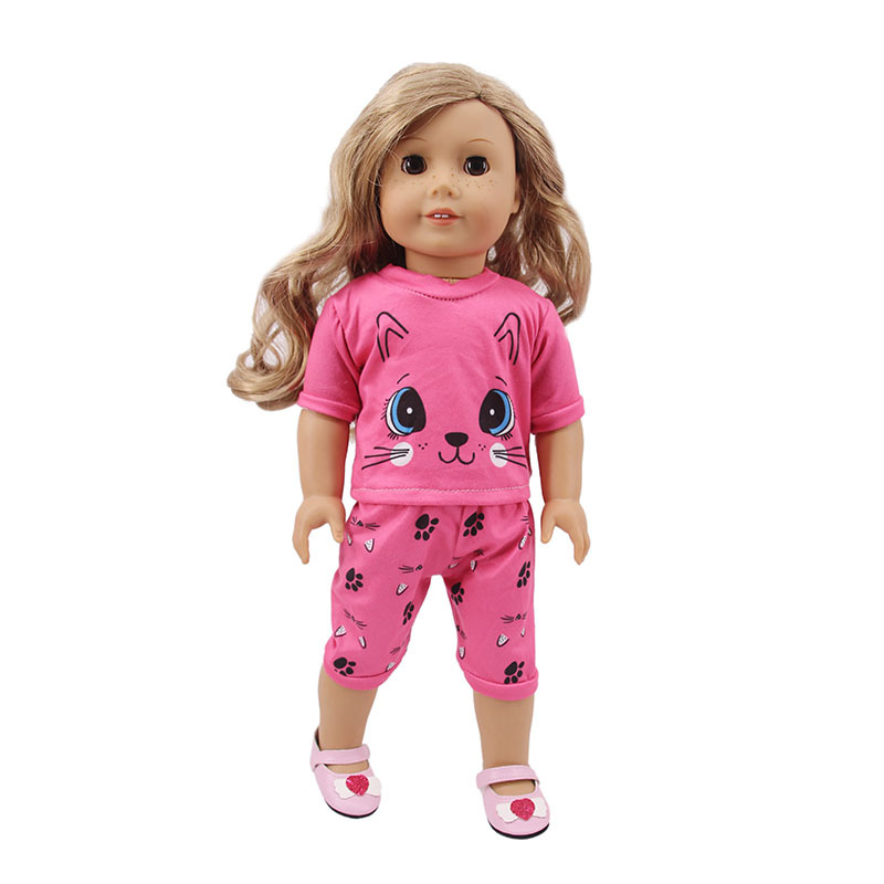 18 дюймов Кукла розовый Footed сердце пижамы с русалочкой одежда принтом Fit American Girl Куклы
