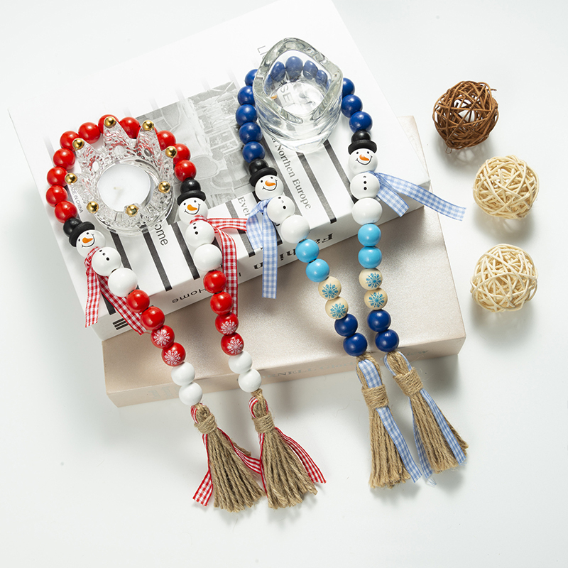 2021 Christmas Holiday Unfinished Wood Bead Garland Macrame Wooden Customized Loose Beads Wreath Ins Diy Decor For Crafts Making