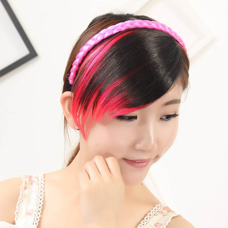 SARLA Fashion Wholesale Fake Bangs Seamless Ombre Fringe Front Hair Bang Clip In Side Bang Synthetic Long Fringe For White Woman