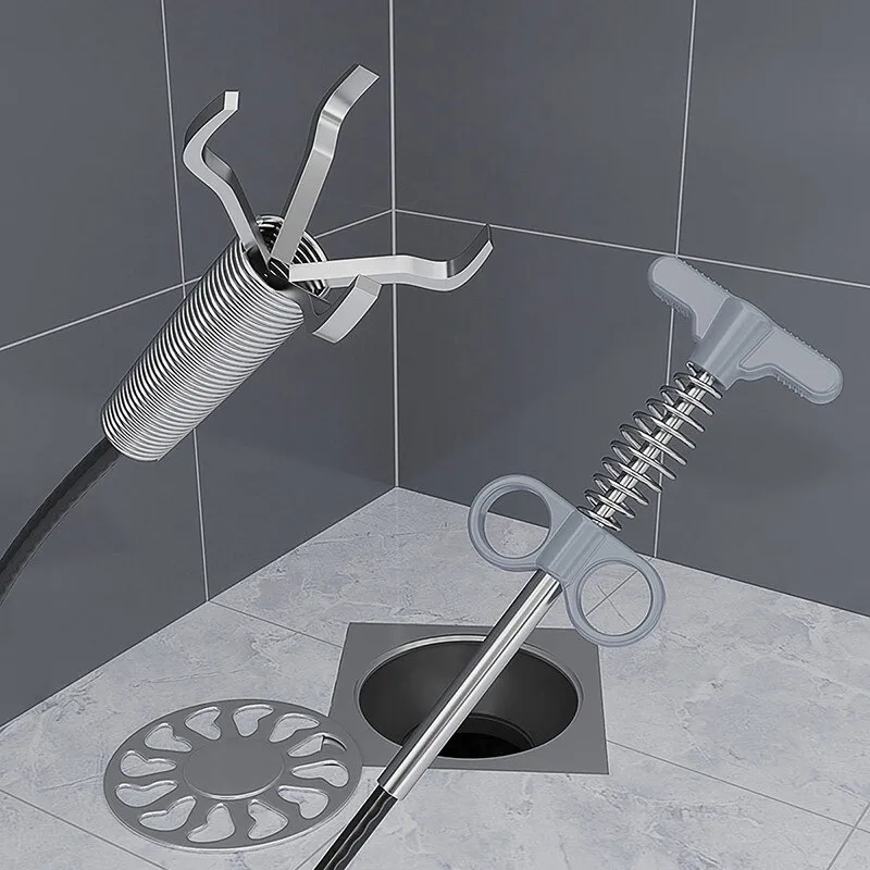 Sewer Pipe dredge Snake Spring Pipe Dredging Tool Kitchen Bathroom Steel wire grab hook Sewer Cleaning Tool Kitchen
